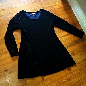 Black velour velvet skater dress